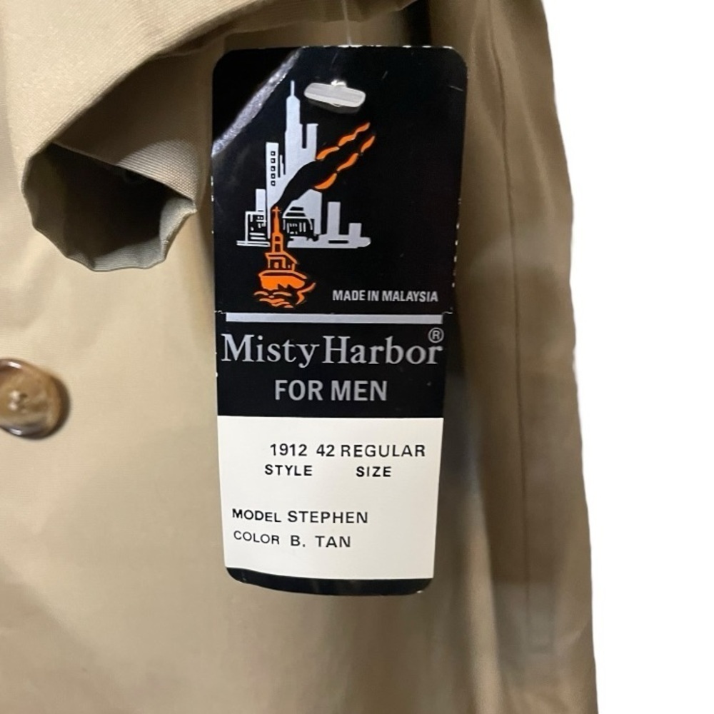 1980's Vintage Misty Harbor Trench Coat Women's XL, Men's Large 42R Khaki Tan - Picture 12 of 16